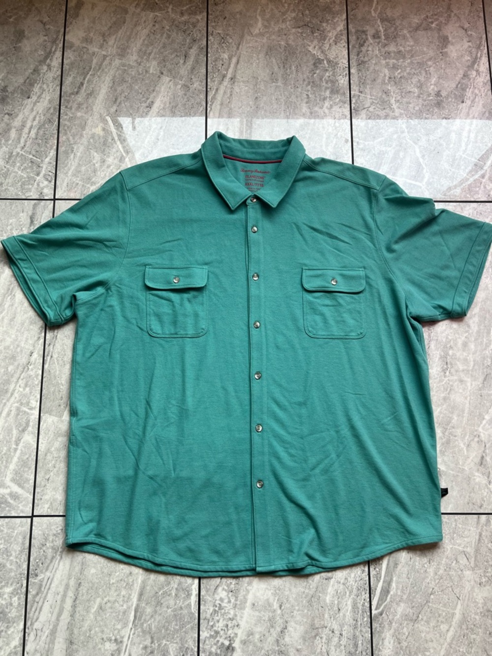 Tommy Bahama IslandZone Mens Green Pique 37.5 Technology Performance Button 3XL